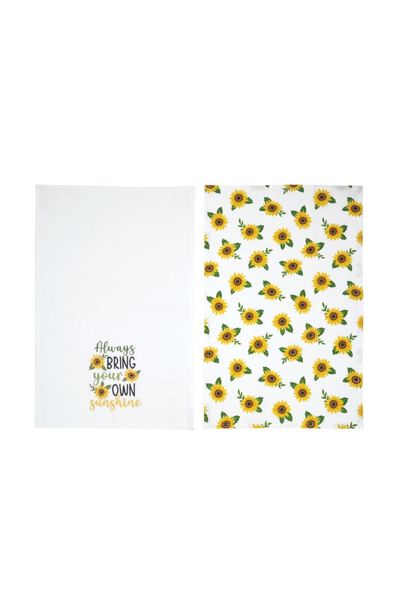 Sunshine Sunflower Cotton Kitchen Towel Set of 2, Alternate, color, Yellow