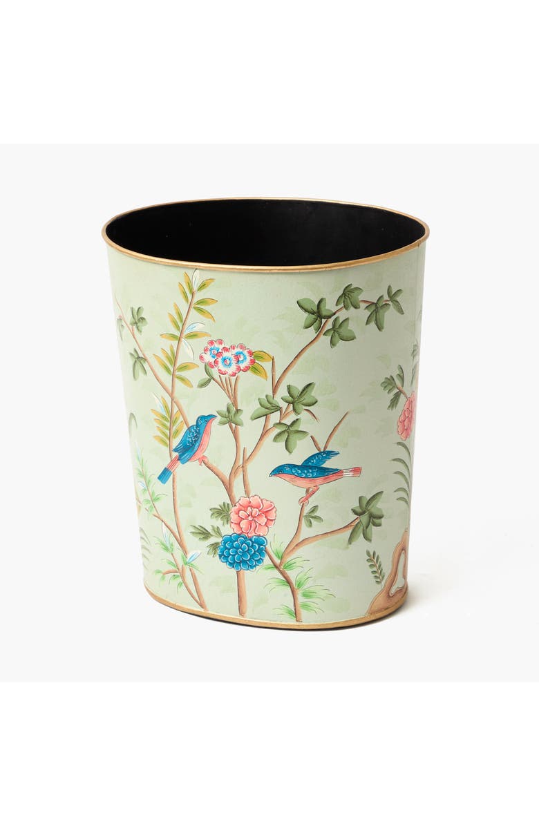 Mrs. Alice Green Chinoiserie Oval Tole Waste Paper Bin, Main, color, Green