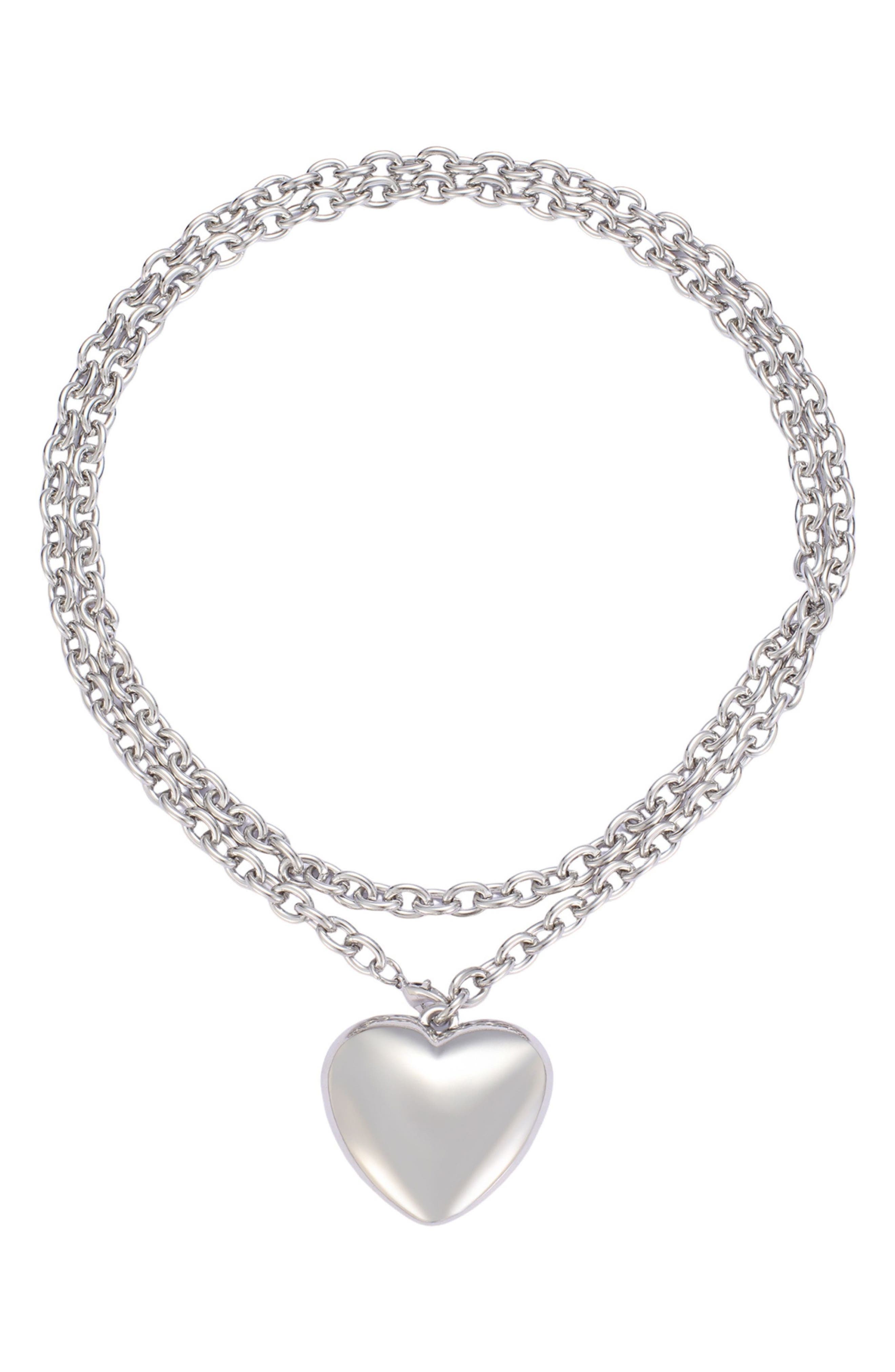 Puff Heart Double Wrap Necklace