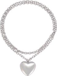 Adornia Puff Heart Double Wrap Necklace