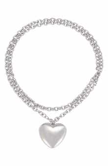 Puff Heart Double Wrap Necklace