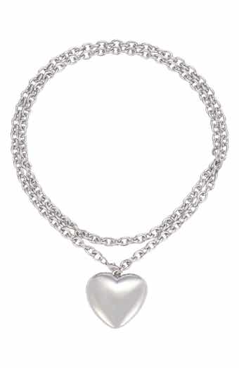 Puff Heart Double Wrap Necklace