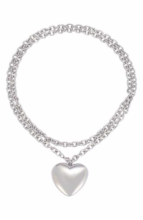 Puff Heart Double Wrap Necklace