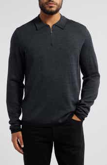 Robert Barakett Forthill Herringbone Half Zip Polo Sweater