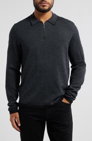 Robert Barakett Forthill Herringbone Half Zip Polo Sweater