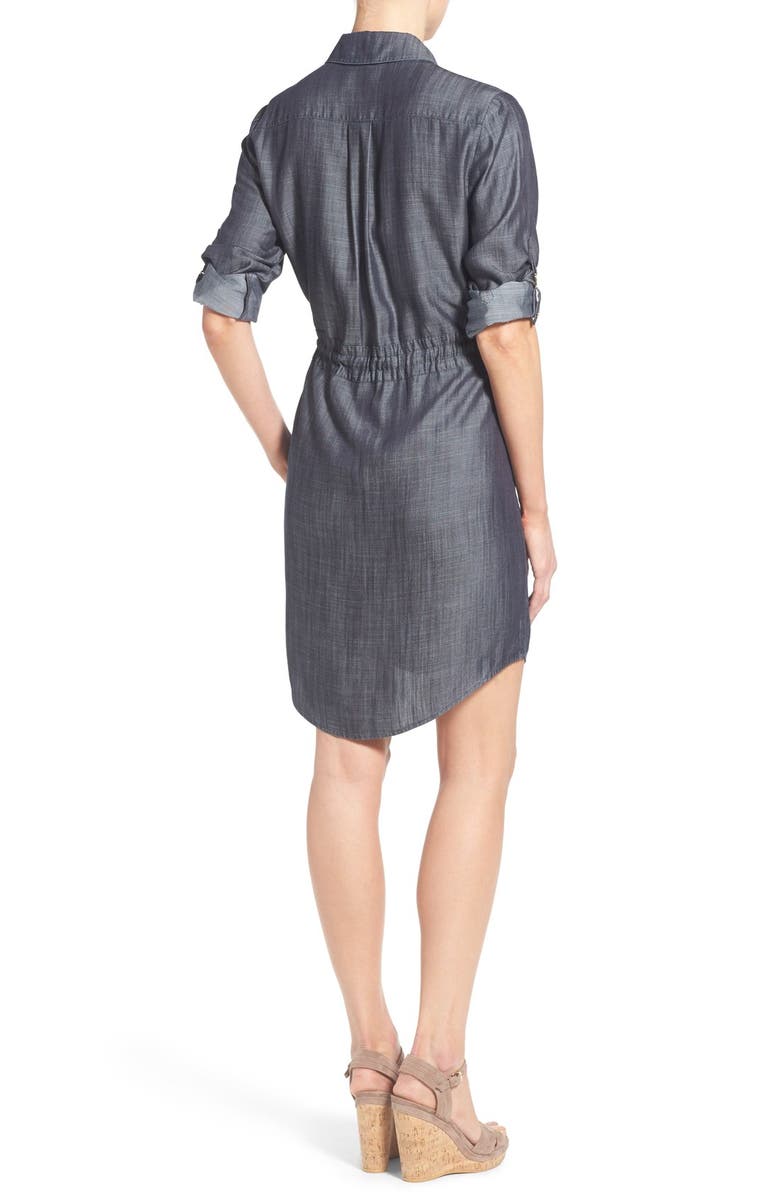 Ivanka Trump Tencel<sup>®</sup> Chambray Roll Sleeve Shirtdress, Alternate, color, 