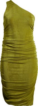 24seven Comfort Apparel One-Shoulder Asymmetric Body-Con Midi Dress