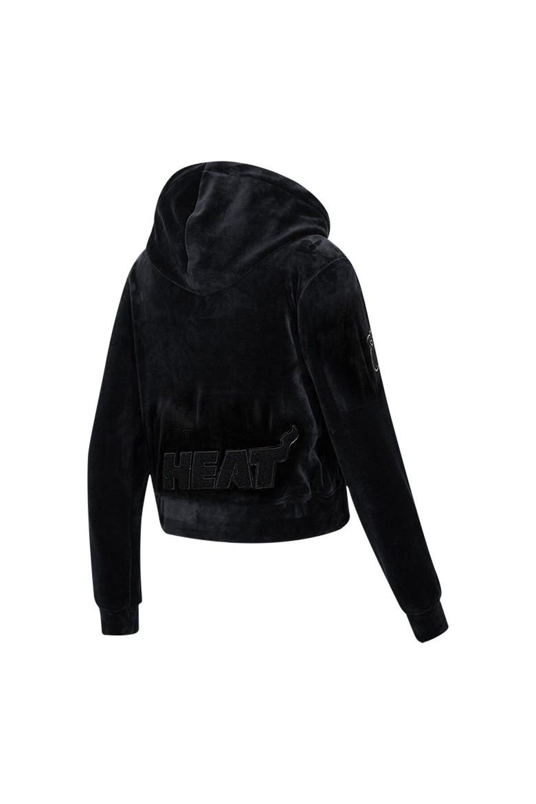 Women's Pro Standard Miami Heat Triple Black Velour Full-Zip Hoodie, Alternate, color, Black