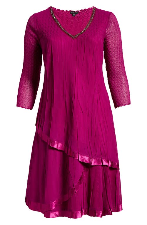 KOMAROV KOMAROV LAYERED HEM COCKTAIL DRESS 