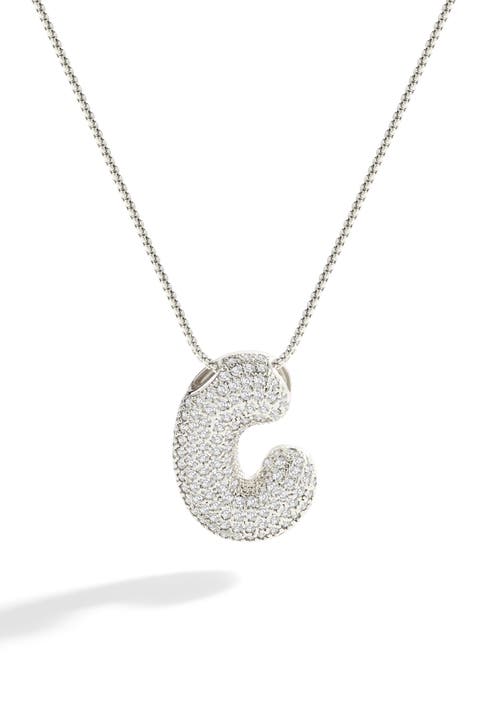 Pave Bubble Initial Necklace