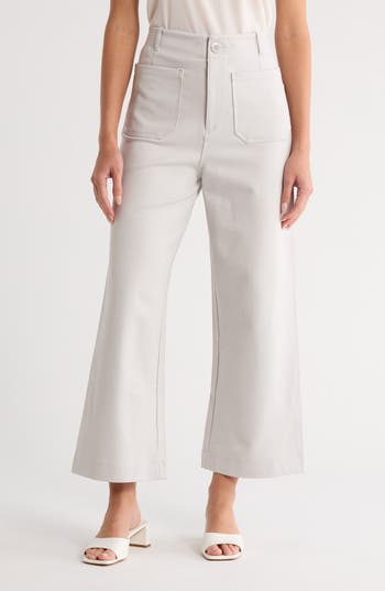 T Tahari Crop Wide Leg Pants In White
