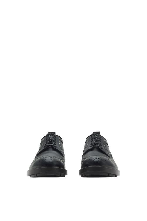Burberry Studded Leather Loch Brogues In Trip Dark Navy