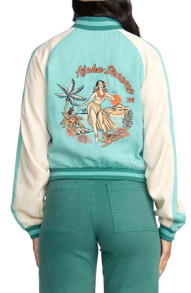 Billabong Dream Vacation Varsity Jacket, Alternate, color, Misty Blue