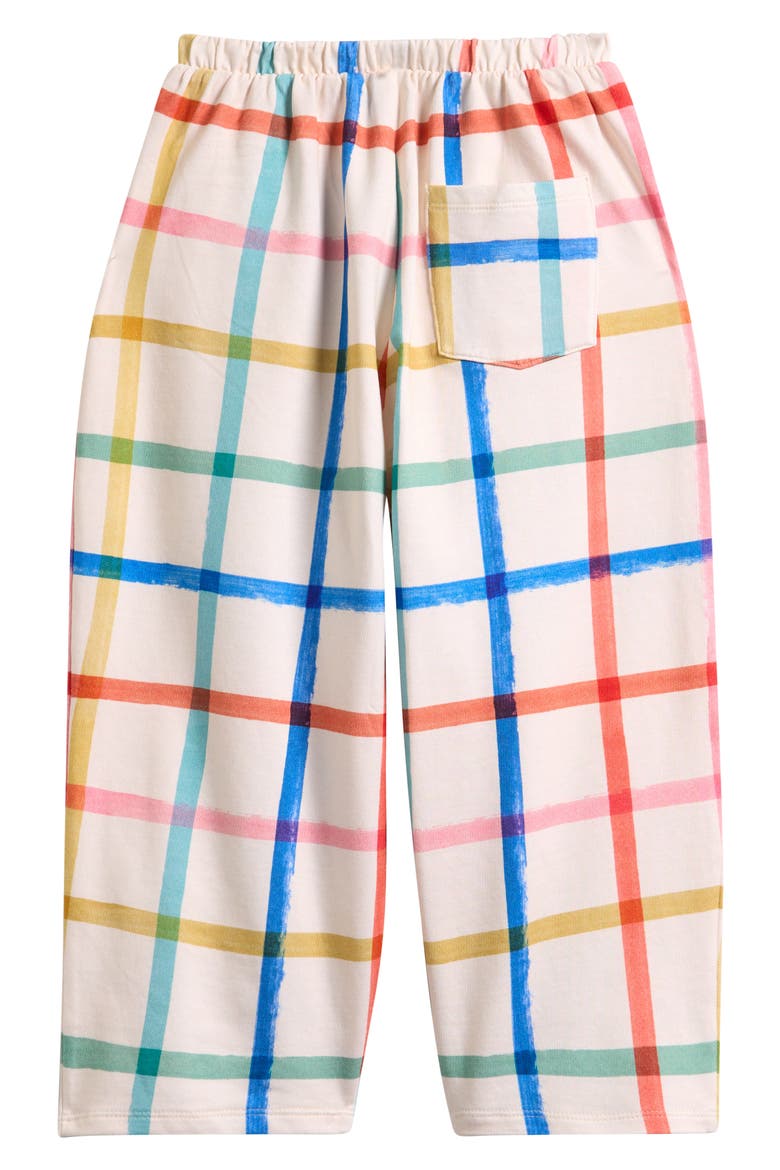 Kids' Rainbow Check Barrel Leg Cotton Pants, Alternate, color, NEUTRAL