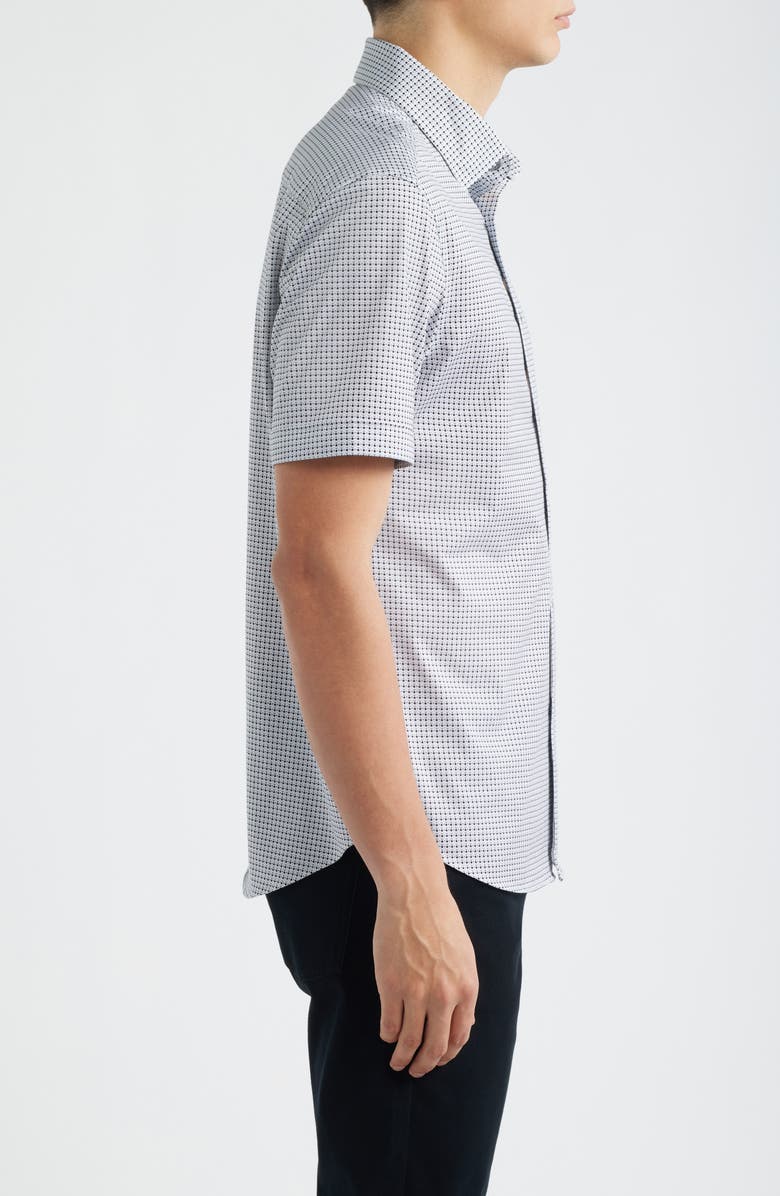 Bugatchi Miles OoohCotton<sup>®</sup> Neat Dot Print Short Sleeve Button-Up Shirt, Alternate, color, Platinum