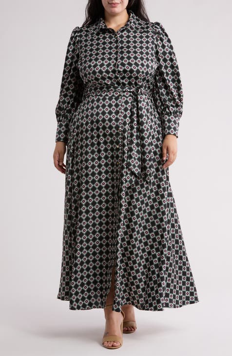 Haiti Long Sleeve Maxi Shirtdress (Plus)