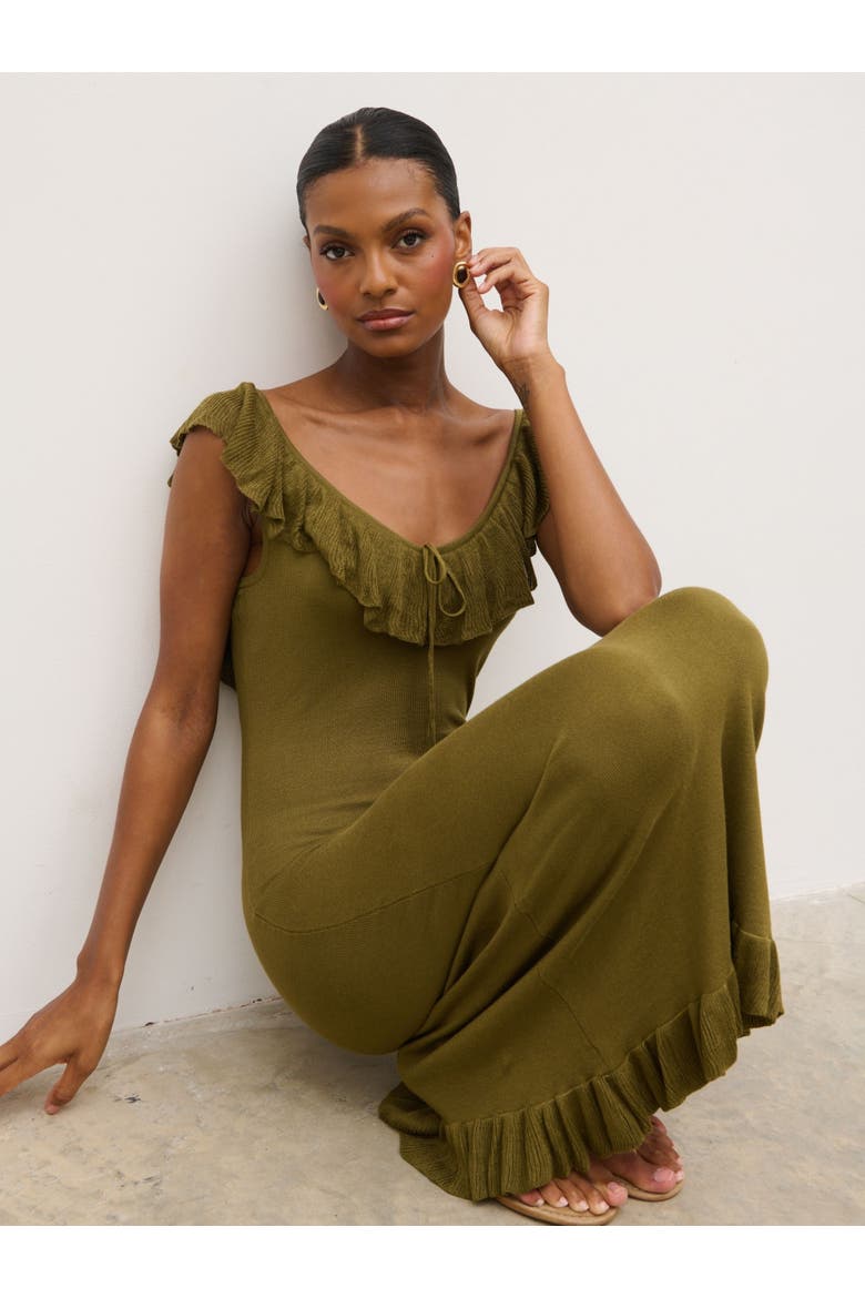 Sascha Frill Detail Knit Midi Dress, Alternate, color, Green