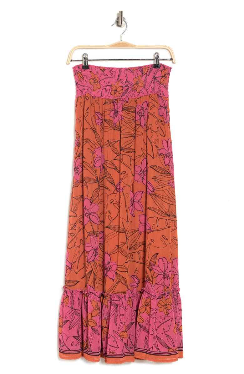 DR2 by Daniel Rainn Floral Smocked Waist Ruffle Hem Maxi Skirt, Alternate, color, 