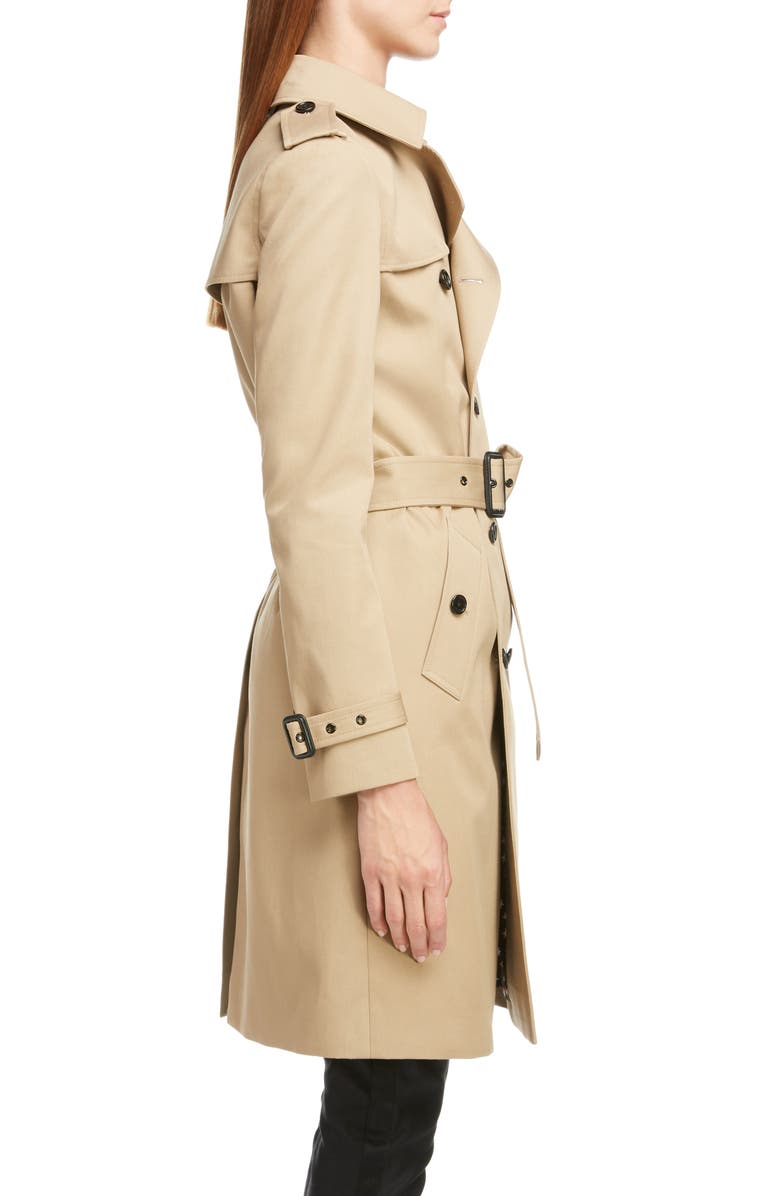 Saint Laurent Double Breasted Gabardine Trench Coat, Alternate, color, 