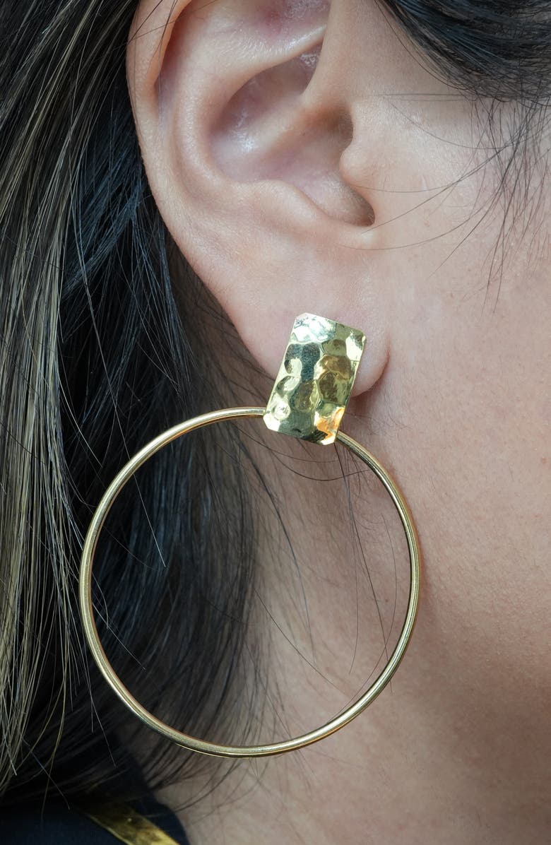 ARGENTO VIVO Hammered Frontal Hoop Earrings, Alternate, color, Gold