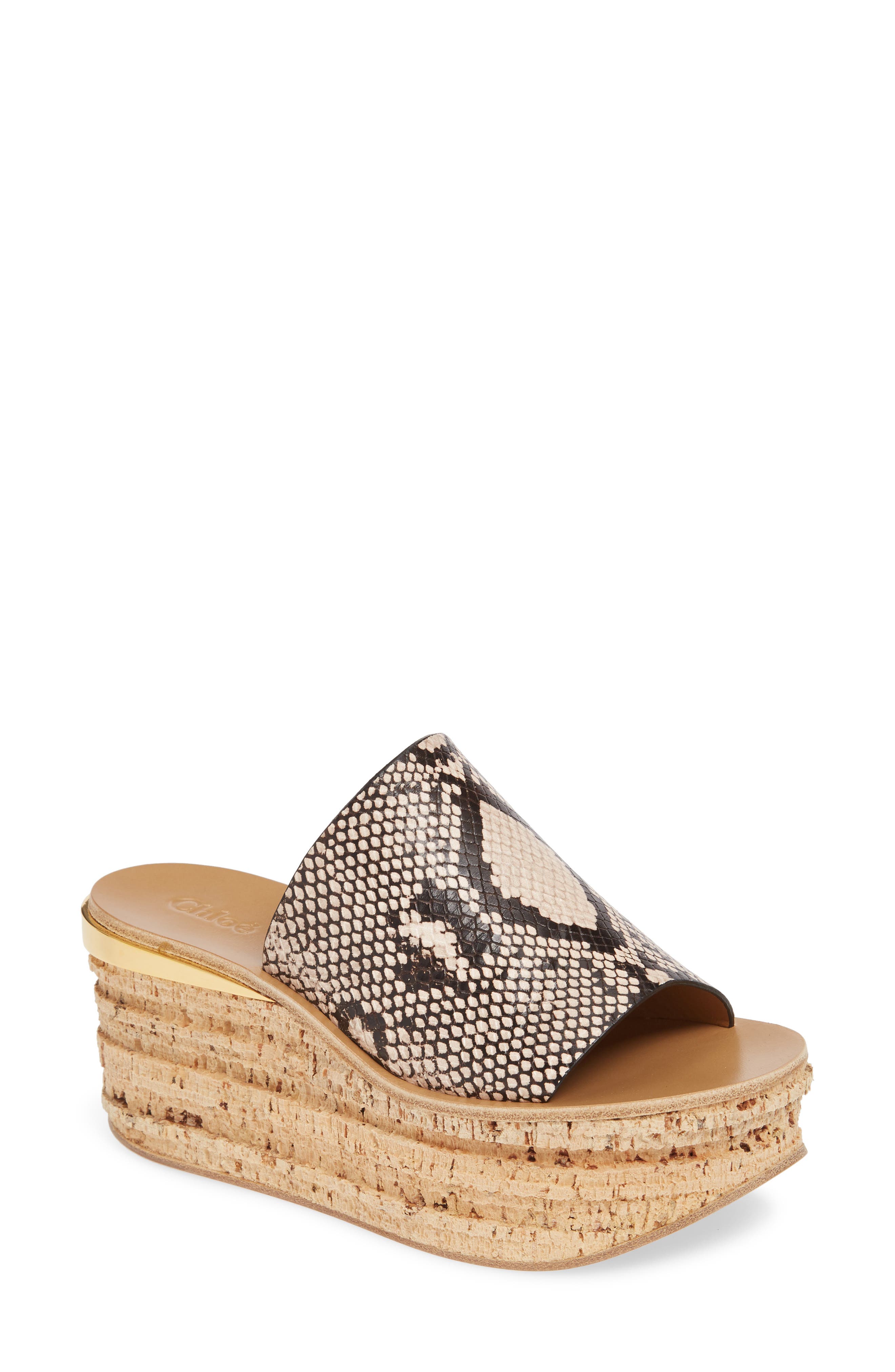 Chloé Camille Python Embossed Platform Sandal, Main, color, 