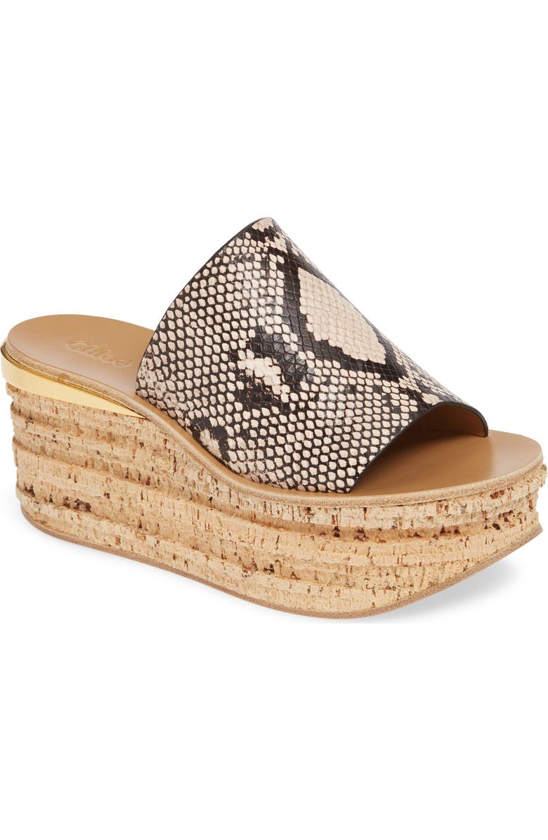 Chloé Camille Python Embossed Platform Sandal, Main, color,