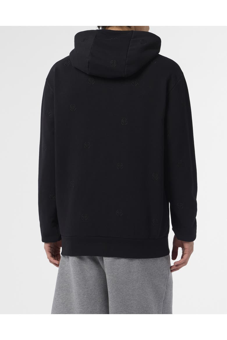 Embroidered Hoodie Sweatshirt Monogram Monogram Men, Alternate, color, black/black