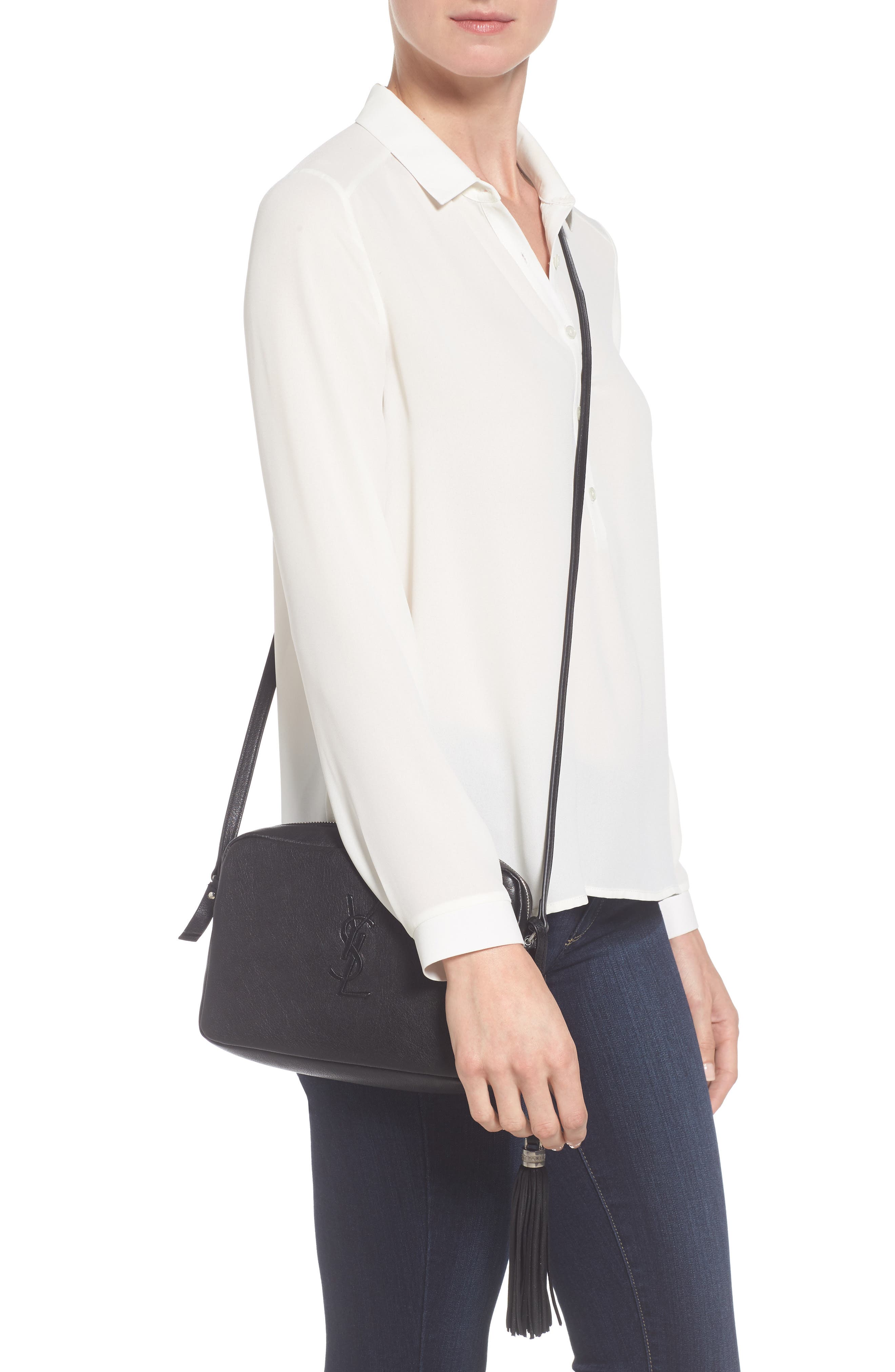 Saint Laurent Small Mono Leather Camera Bag, Alternate, color, 