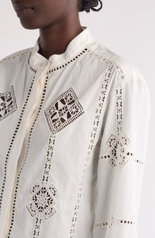Isabel Marant Serena Openwork Embroidered Cotton Button-up Shirt In White
