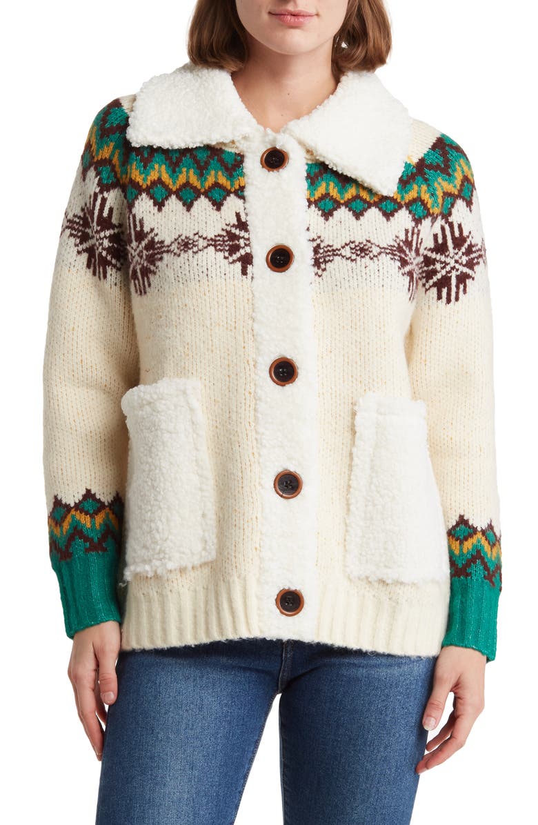 Cotton Emporium Joe Coatigan with High Pile Fleece Trim, Main, color,