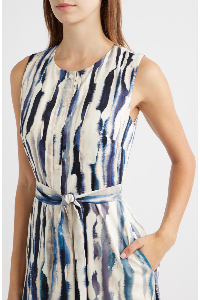 Tie Dye Stripe Sleeveless Dress, Alternate, color, WHISPER WHITE/ WASHED INDIGO