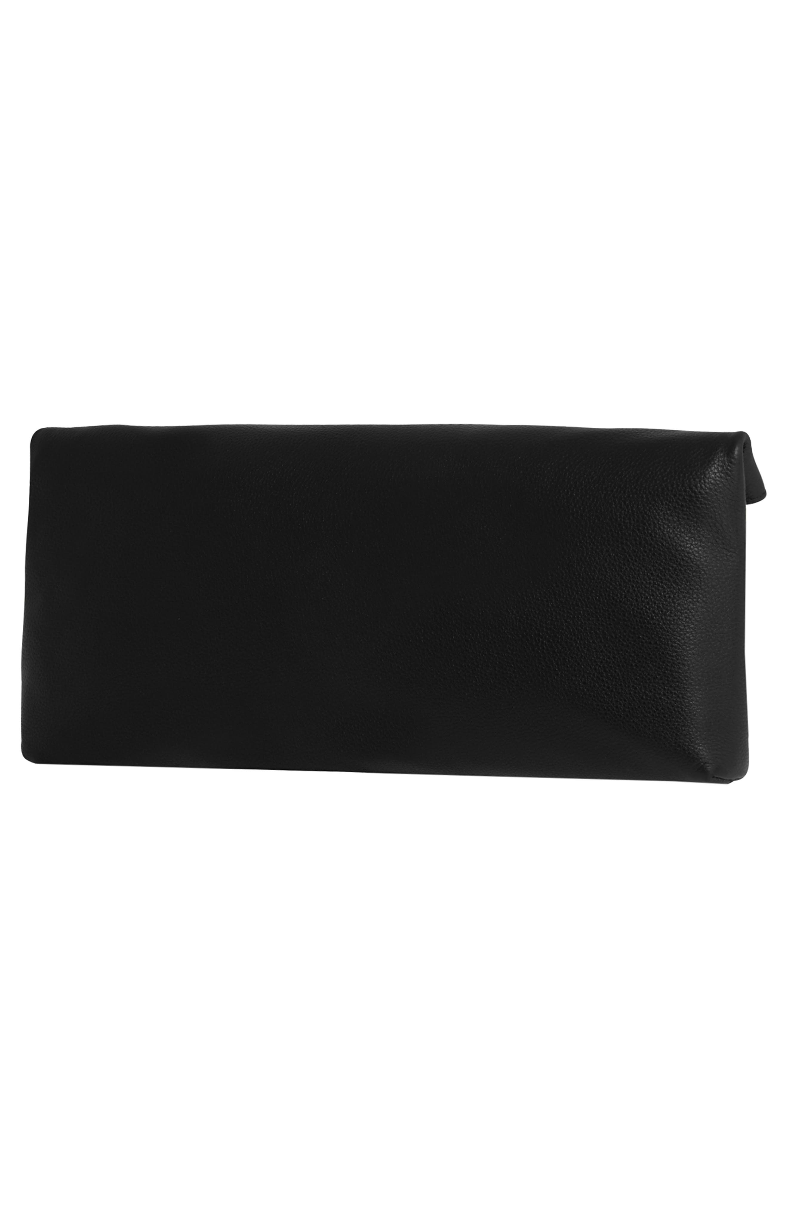 Item Leather Envelope Clutch, Alternate, color, BLACK