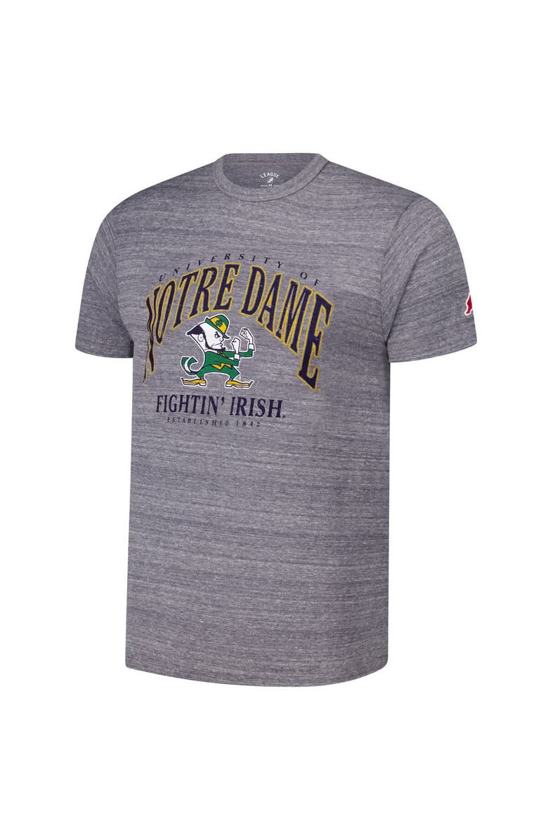 LEAGUE COLLEGIATE WEAR Men's League Collegiate Wear Heather Gray Notre Dame Fighting Irish Tall Arch 2.0 Victory Falls Tri-Blend T-Shirt, Alternate, color,
