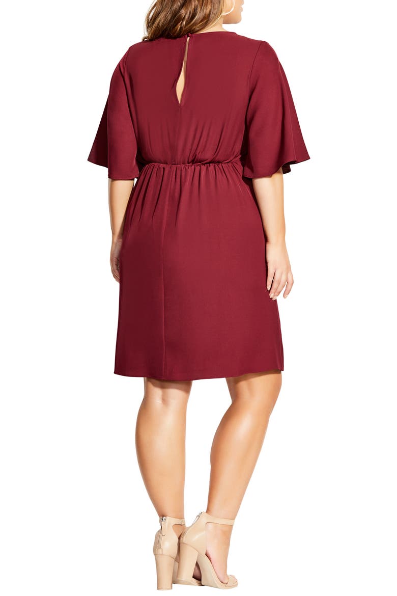 Knot Front Dress, Alternate, color, PORT