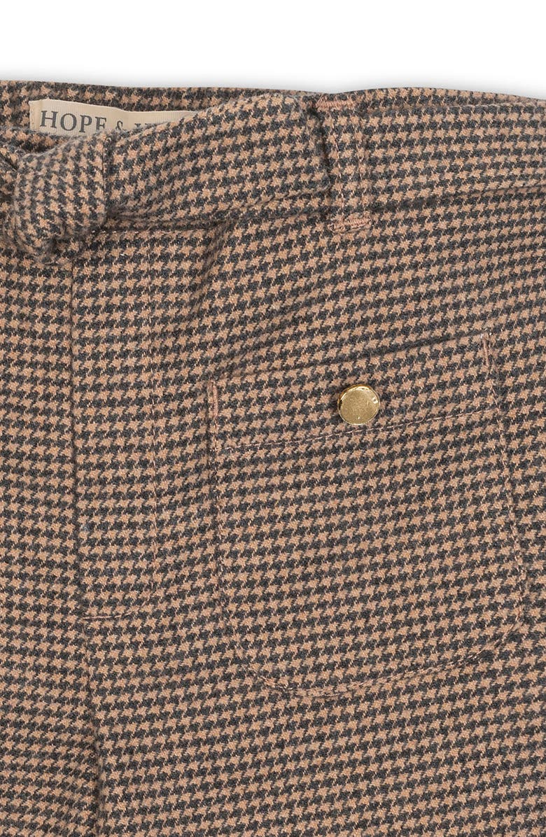 Hope & Henry Kids' Organic Brushed Cotton Wide Leg Dress Pant, Alternate, color, Camel Houndstooth