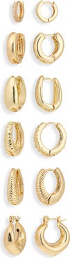 NATASHA Set of 6 Huggie Hoop Earrings