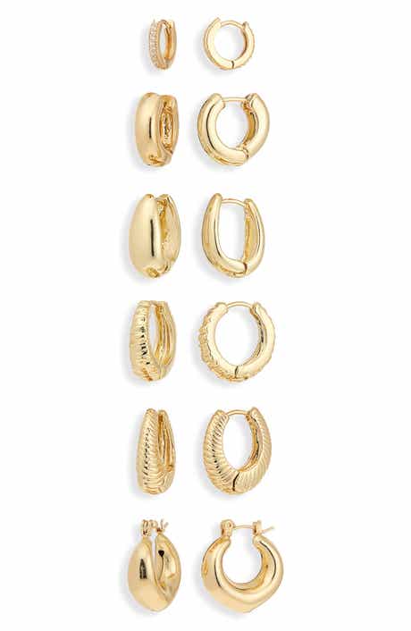 NATASHA Set of 6 Huggie Hoop Earrings