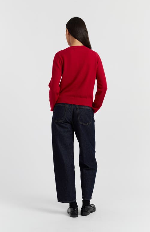 Chinti & Parker Wool Cashmere Blend Crew Neck Cropped Cardigan In Red