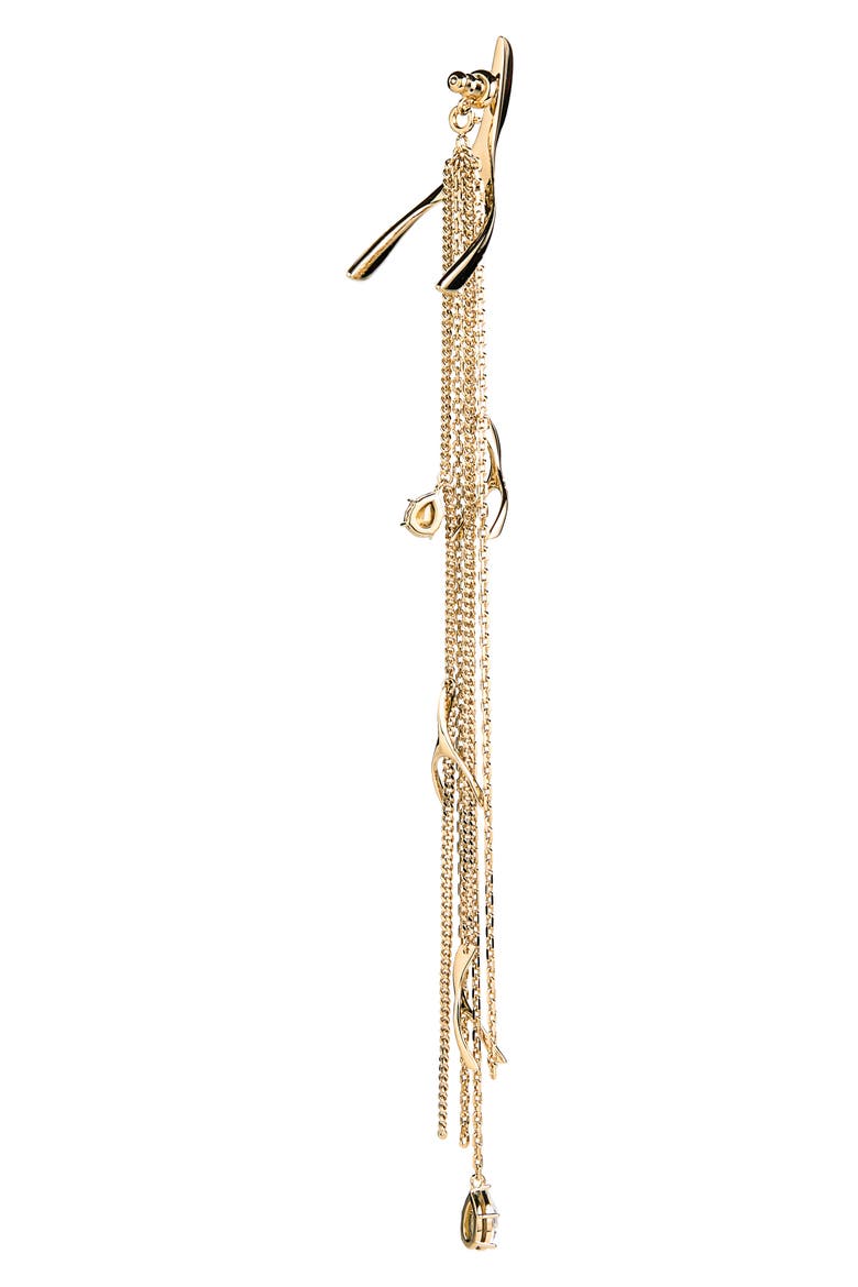 Wishbone Drop Earrings, Alternate, color, PALE GOLD/ STRASS