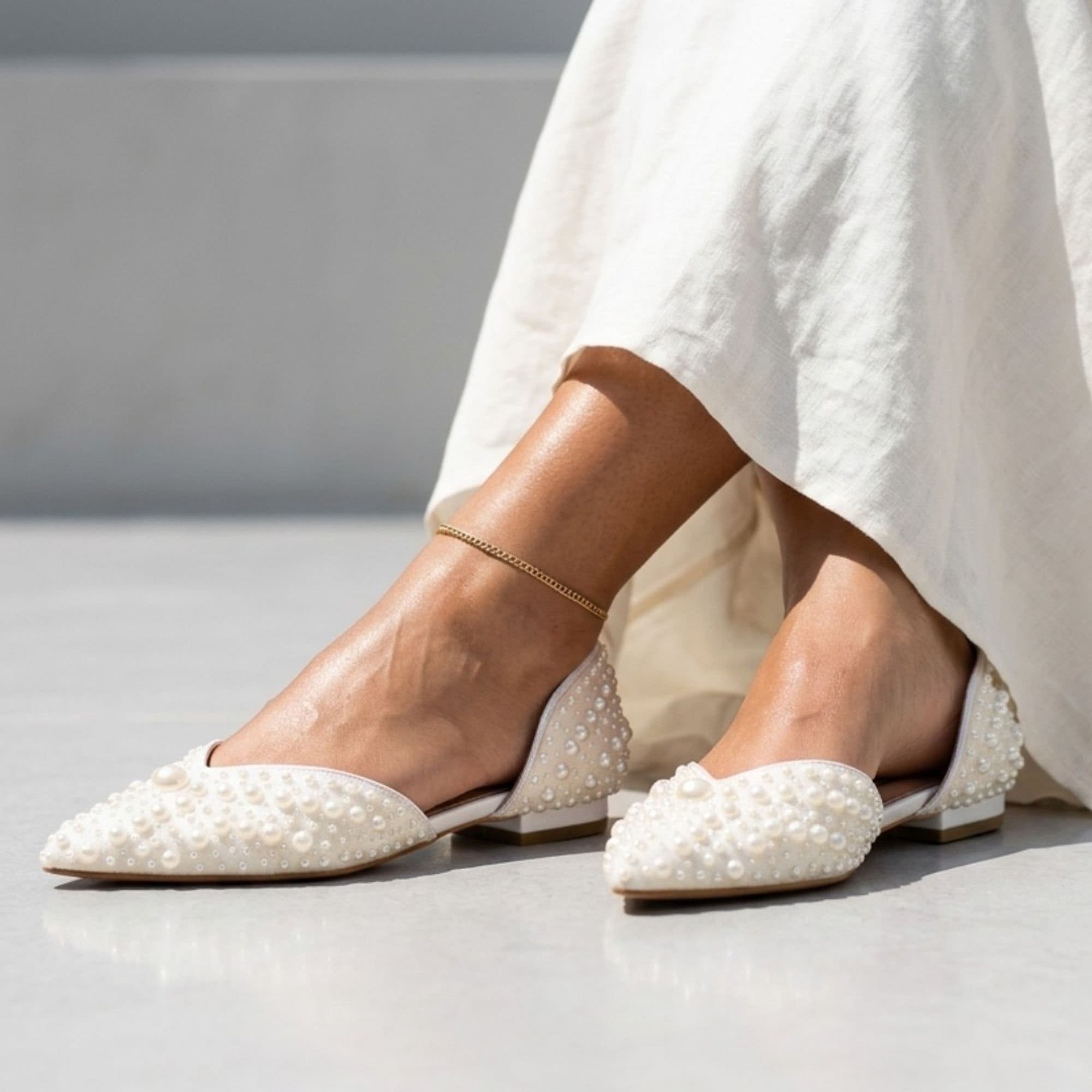 Sophia Pearl Flat, Alternate, color, White