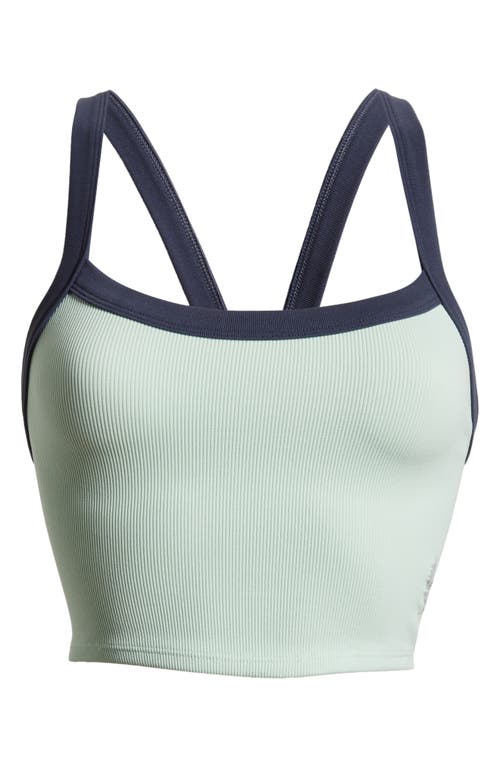 Free People All Clear Colorblock Crop Camisole In Pistachio With Midnight Navy