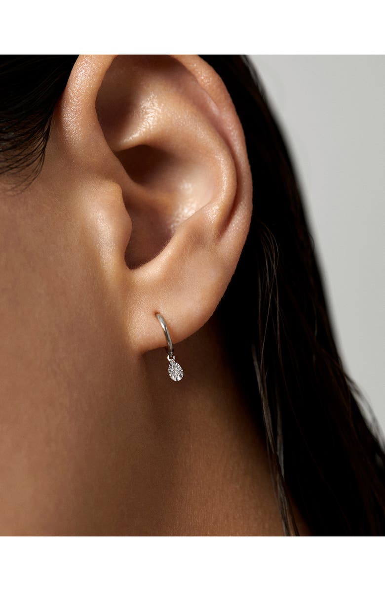 Monica Vinader Teardrop Diamond Mini Huggie Hoop Earrings, Alternate, color, 14K Solid White Gold / Diamond