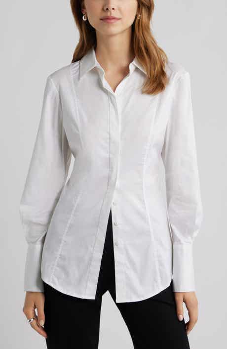 Open Edit Seam Detail Split Back Stretch Cotton Poplin Shirt