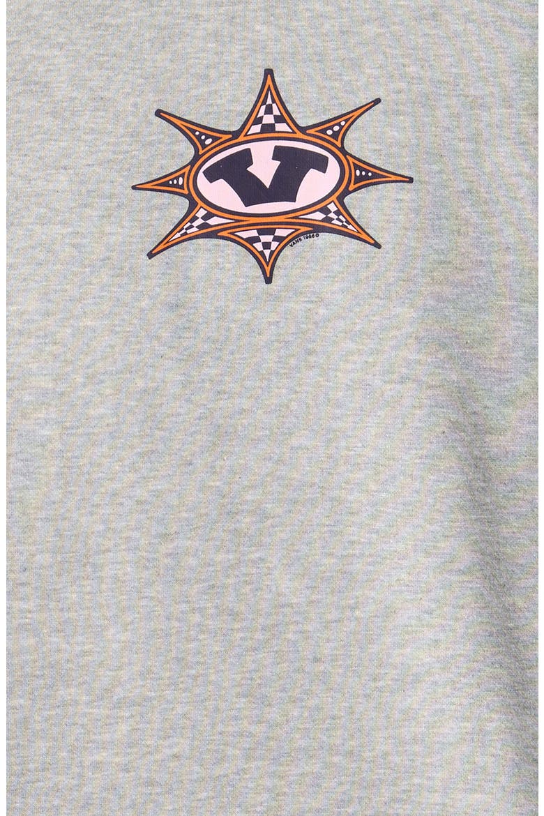 Kids' Star Checker Cement Cotton Blend Sweatshirt, Alternate, color, CEMENT HEATHER