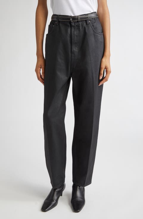 Coated High Waist Tapered Jeans