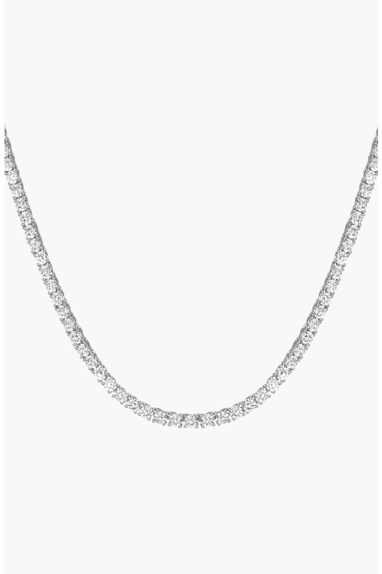 Lab Grown White Sapphire Statement Tennis Necklace - 13ct, Main, color, White Gold Vermeil