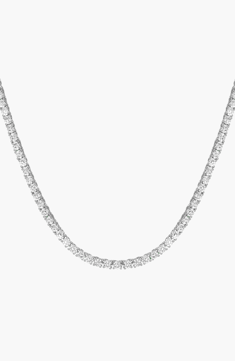 Aurate New York Lab Grown White Sapphire Petite Tennis Necklace, Main, color, White