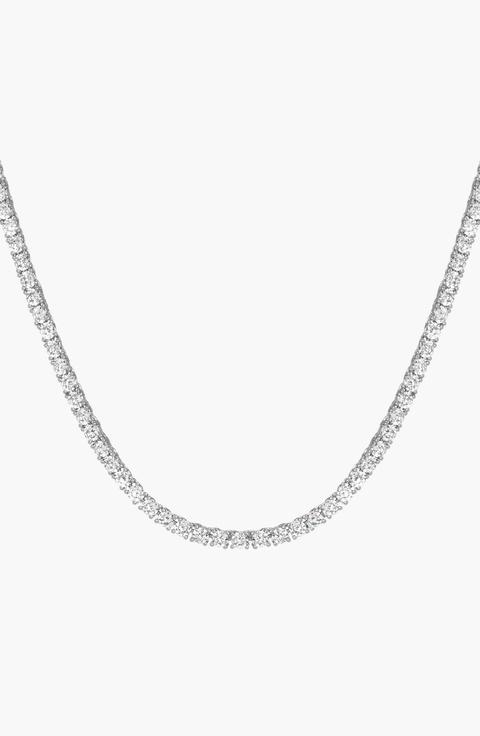 Lab Grown White Sapphire Petite Tennis Necklace