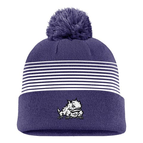 Men's Nike Purple TCU Horned Frogs 2026 On-Field Peak Cuffed Knit Hat with Pom