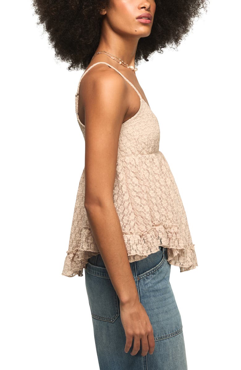 Lucky Brand Ruffle Lace Babydoll Camisole, Alternate, color, Almond Peach
